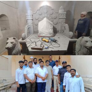 Read more about the article आमदार वैभव नाईक यांच्या विशेष प्रयत्नातून किल्ले सिंधुदुर्ग येथील शिवराजेश्वर मंदिरात दगडात कोरलेले भव्य सिंहासन साकार