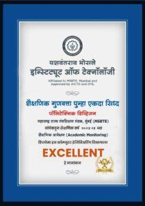 Read more about the article भोसले इन्स्टिट्यूट ऑफ टेक्नॉलॉजी मधील कॉम्प्युटर विभागाला ‘एक्सलंट’ मानांकन