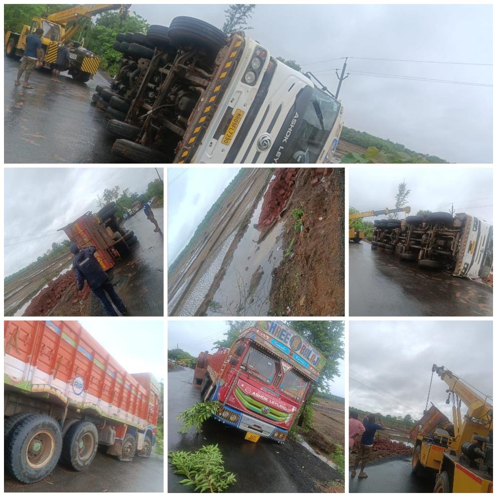 You are currently viewing फोंडाघाट करुळ या ठिकाणी मोठा ट्रक अपघातग्रस्त