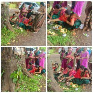 Read more about the article जन्मोजन्मी हाच पती मिळावा अशी मागणी करून सावित्रींनी केली वटपौर्णिमा साजरी