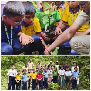 Read more about the article पर्यावरण मास साजरा करताना स्टेपिंग स्टोन ग्लोबल स्कूलच्या विद्यार्थ्यांनी कोलगाव जंगलात केला वृक्षारोपण उपक्रम :
