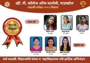 Read more about the article व्ही. पी. कॉलेज ऑफ फार्मसी, माडखोलची विद्यार्थिनी जिल्ह्यात प्रथम