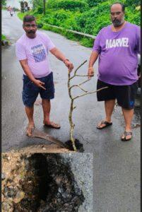 Read more about the article माठेवाडा येथे रस्त्याच्या मध्यभागी पुन्हा खड्डा पडला अपघात होण्याची भीती- बंटी माठेकर