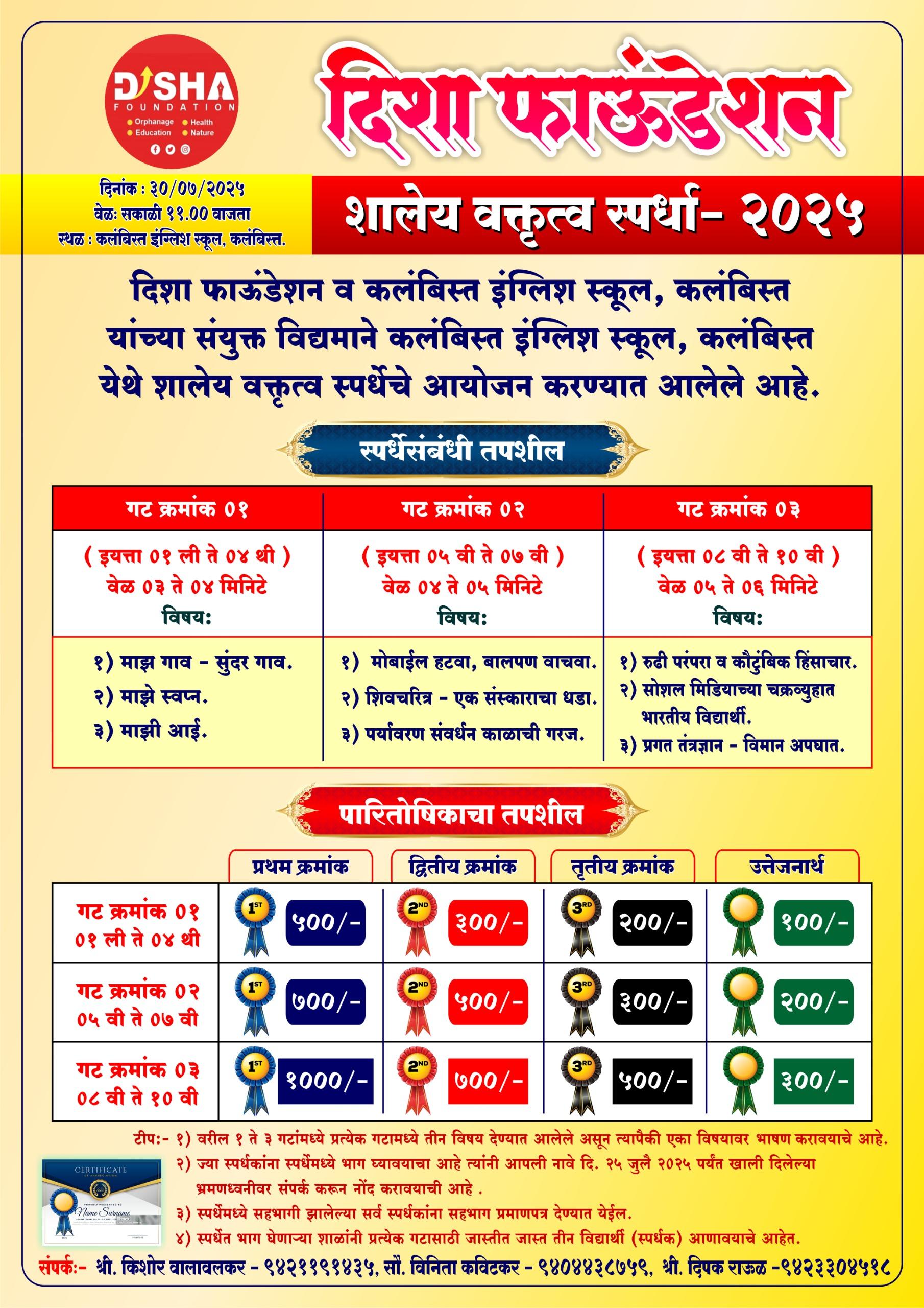 You are currently viewing विद्यार्थ्यांच्या वक्तृत्वाला मिळणार मंच – कलंबिस्त येथे ३० जुलैला स्पर्धा