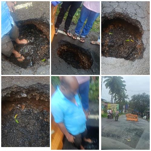 You are currently viewing फोंडाघाटात मोरी खचली; मोठ्या वाहनांची वाहतूक बंद, लहान वाहनांसाठी मार्ग खुला