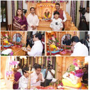 Read more about the article मुख्यमंत्री देवेंद्र फडणवीस यांच्या वर्षा निवासस्थानी मंत्री नितेश राणे यांचे सपत्नीक गणपती दर्शन