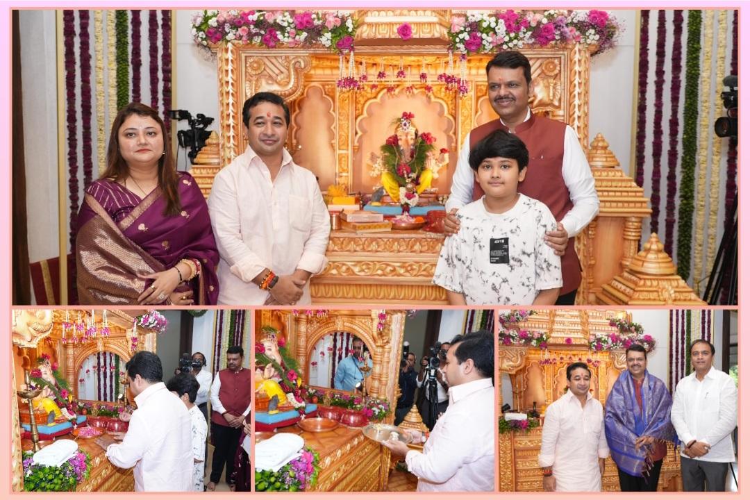 You are currently viewing पालकमंत्री नितेश राणे यांचे कुटुंबासह वर्षा निवासस्थानी गणरायाचे दर्शन