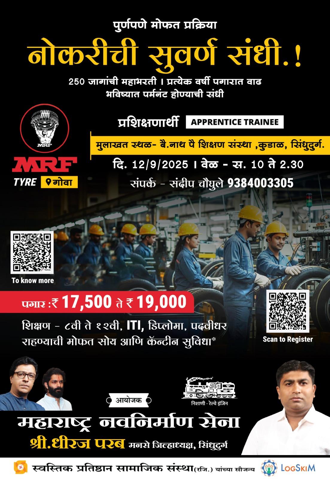 You are currently viewing MRF टायर कंपनीत नोकरीची संधी..