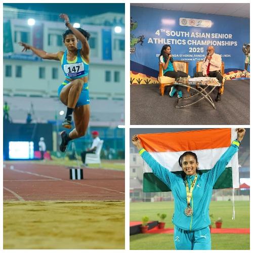 You are currently viewing दक्षिण आशियाई अॅथलेटिक्स चॅम्पियनशिपमध्ये महाराष्ट्राच्या पूर्वा हितेश सावंत हिने पटकावले रौप्य पदक