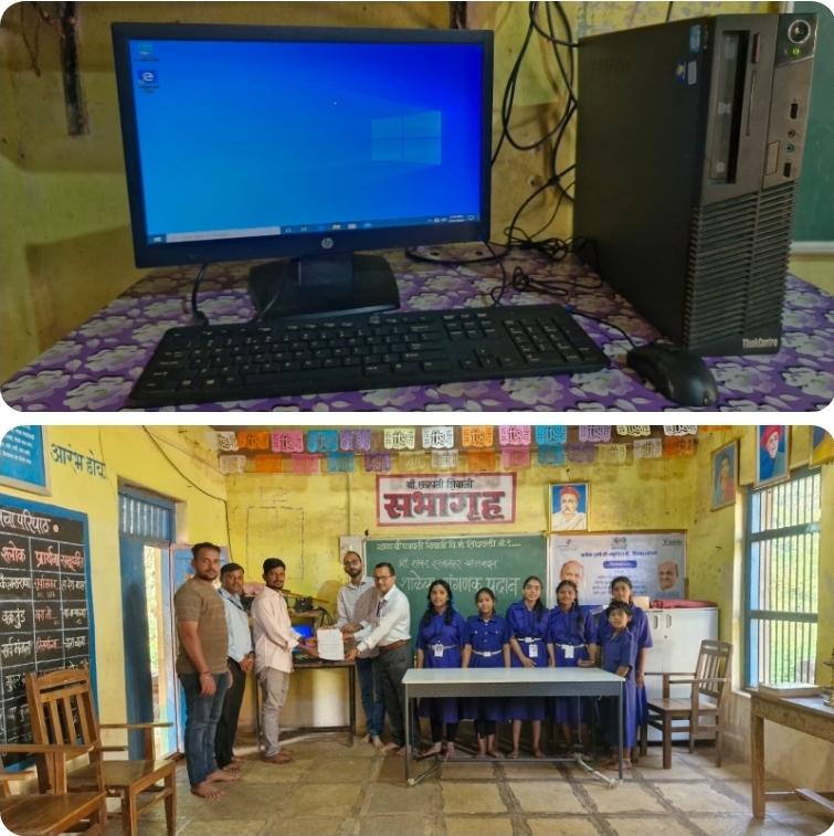 You are currently viewing आधुनिक शिक्षणाकडे एक पाऊल: शंकर गंगाराम इस्वलकर यांच्याकडून तिथवली विद्यामंदिराला संगणक भेट