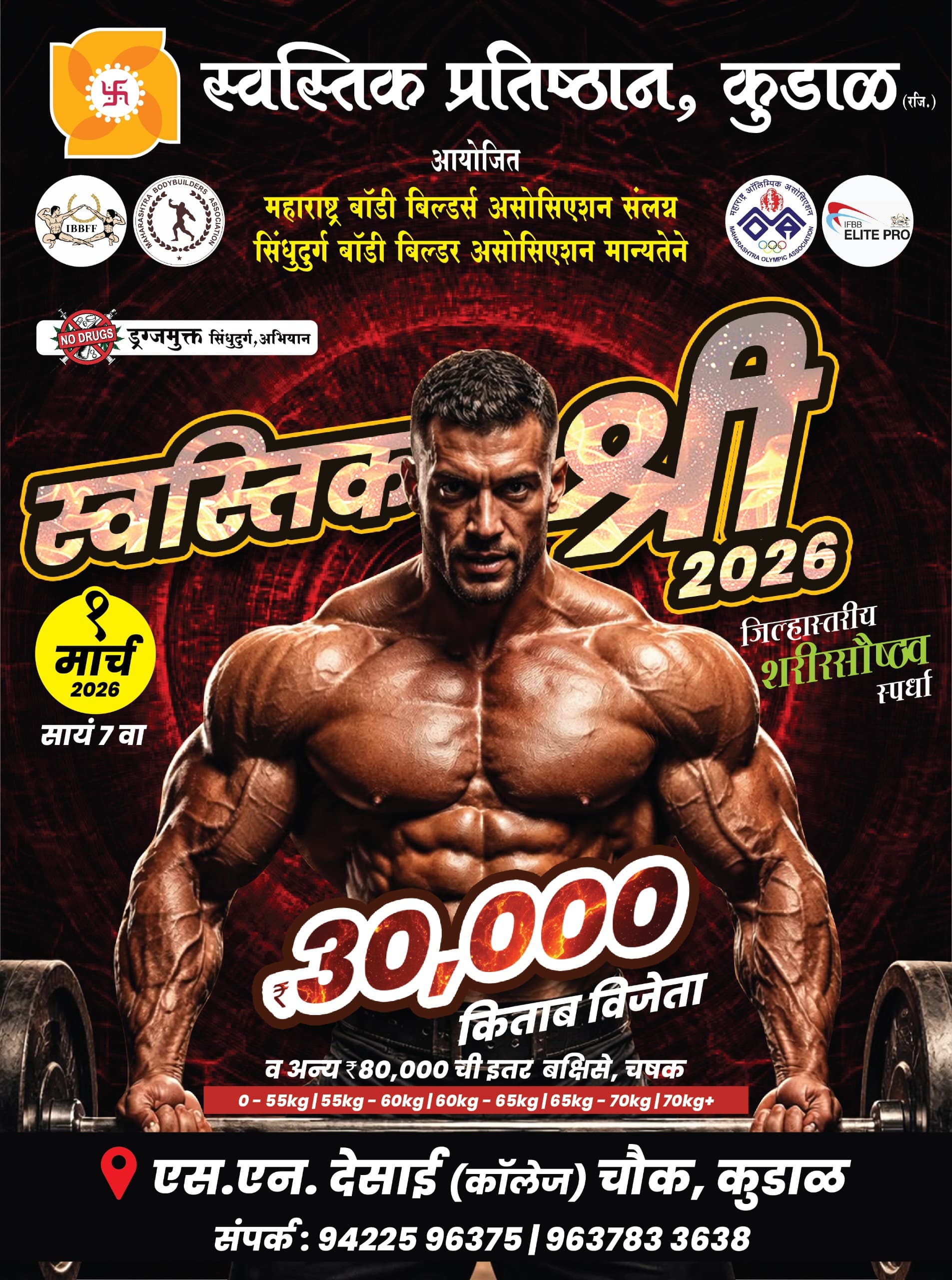 You are currently viewing भव्य जिल्हास्तरीय शरीर सौष्ठव स्पर्धा एक मार्चला कुडाळ येथे