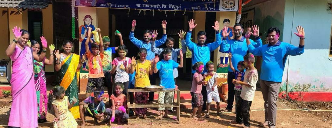 You are currently viewing घारपी शाळेत विद्यार्थ्यांनी उत्साहात साजरी केली रंगपंचमी