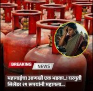 Read more about the article सर्वसामान्यांना महागाईचा आणखी झटका; घरगुती गॅस सिलेंडर 29 रुपयांनी महाग