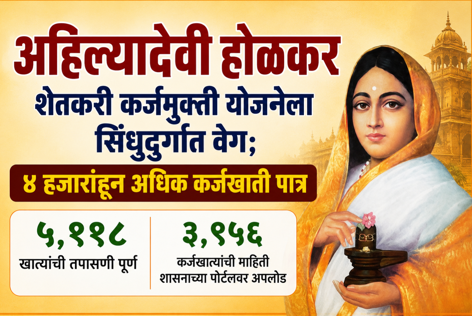 You are currently viewing अहिल्यादेवी होळकर शेतकरी कर्जमुक्ती योजनेला सिंधुदुर्गात वेग; ४ हजारांहून अधिक कर्जखाती पात्र