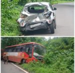 झाराप-आकेरी मार्गावर एसटीची कारला जोरदार धडक