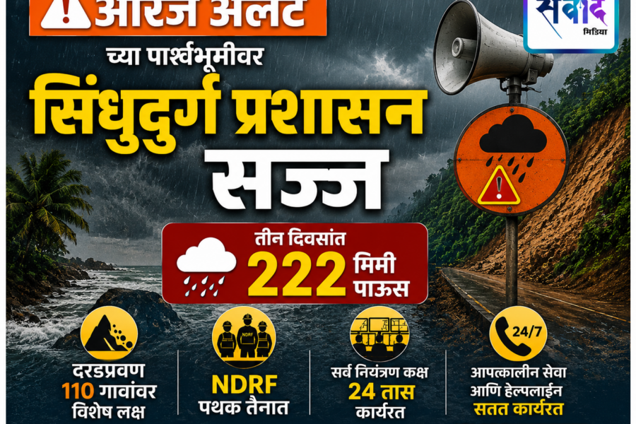 ऑरेंज अलर्टच्या पार्श्वभूमीवर सिंधुदुर्ग प्रशासन सज्ज; नागरिकांनी सतर्क राहण्याचे आवाहन