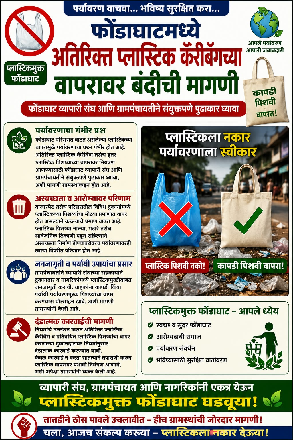 You are currently viewing फोंडाघाटमध्ये अतिरिक्त प्लास्टिक कॅरीबॅगच्या वापरावर बंदीची मागणी