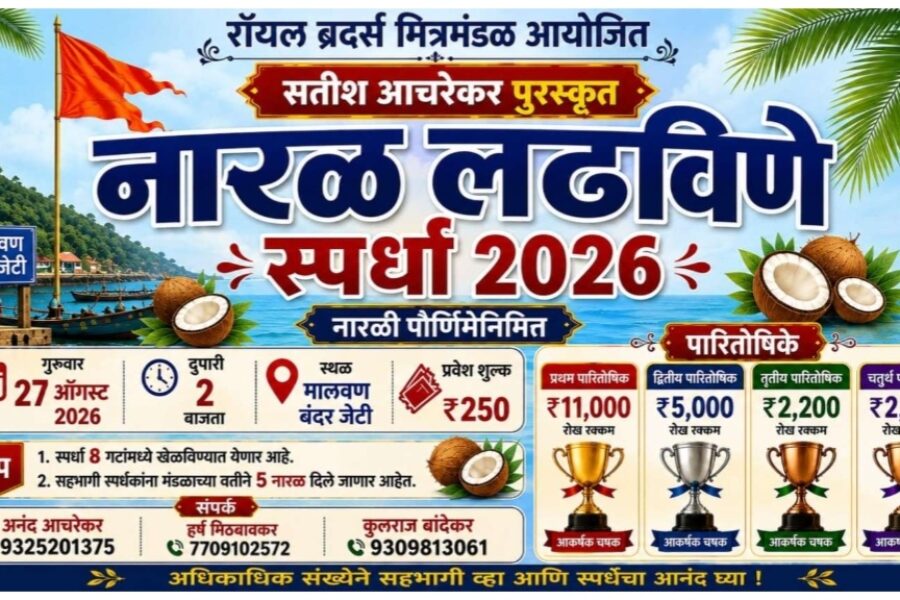 मालवणात उद्या २७ ऑगस्टला नारळ लढविणे स्पर्धा