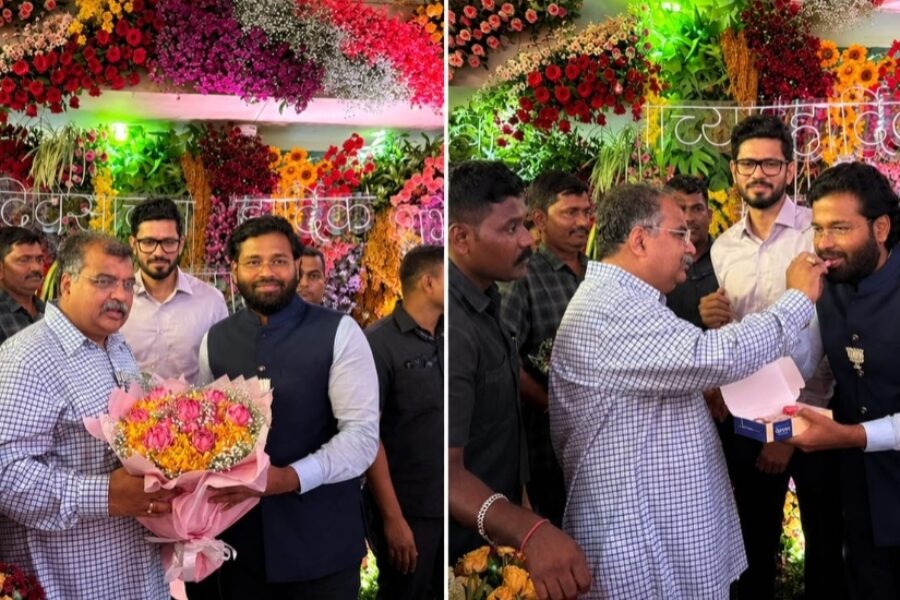 भाजप प्रदेशाध्यक्ष रविंद्र चव्हाण यांच्या वाढदिवसानिमित्त विशाल परब यांची मुंबईत भेट