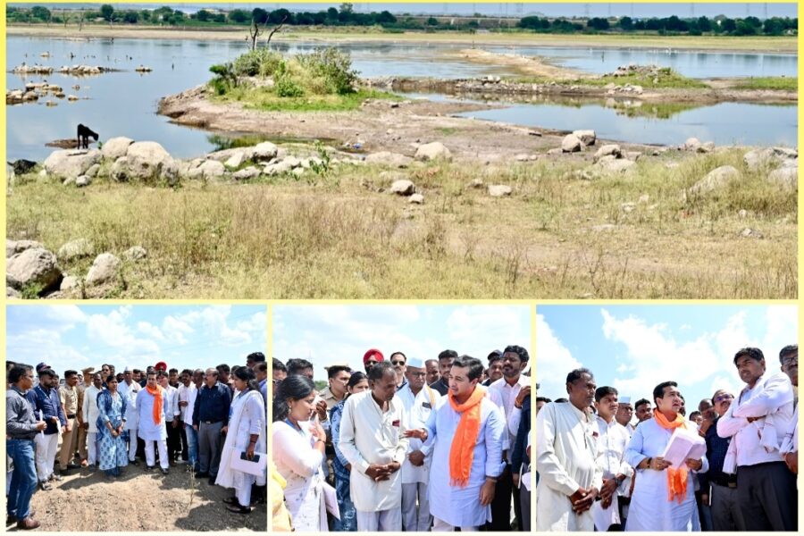 राजेवाडी तलावातील दुष्काळसदृश परिस्थितीची मंत्री नितेश राणे यांच्याकडून पाहणी