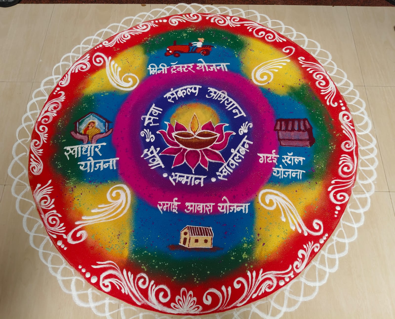You are currently viewing विशेष रांगोळीतून ‘सेवा संकल्प अभियान’चा शुभारंभ
