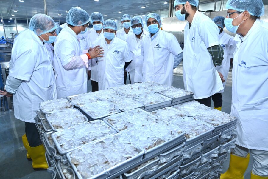 आंध्र प्रदेशातील कोळंबी प्रक्रिया उद्योगांची मंत्री नितेश राणे यांच्याकडून पाहणी