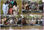 पाट येथे वनराई बंधारा उभारणीत मंत्री दादाजी भुसे यांचे श्रमदान