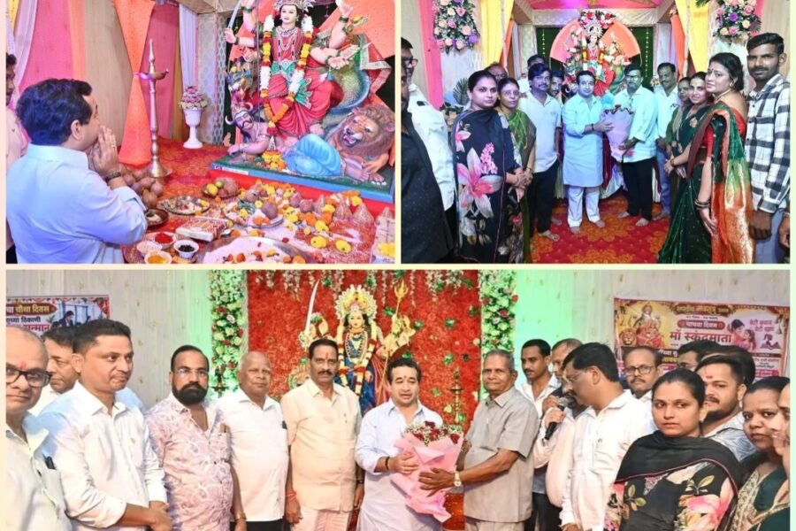 वैभववाडीत नितेश राणे यांनी घेतले दुर्गामातेचे दर्शन